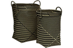 Premier Housewares Woven Laundry Baskets - Black and White